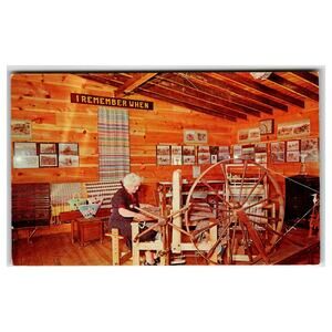 1962 Irish Hills MI Frontier City Craft Shop Museum Spinning Wheel Postcard